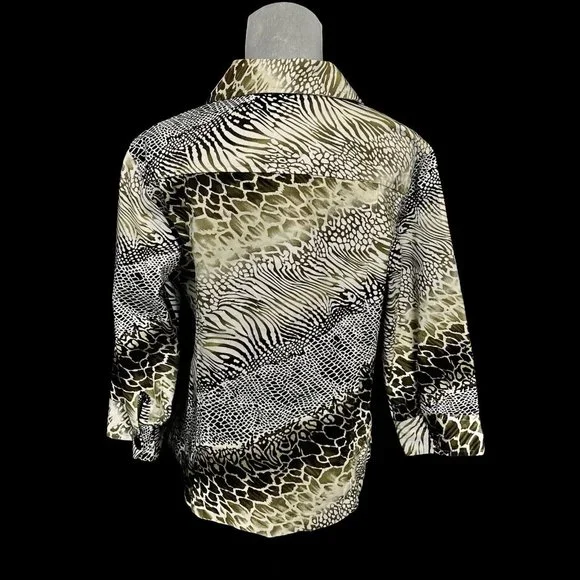 Westbound Womens Animal Print Jacket 3/4 Sleeve Safari Large Leopard Zebra Tiger - Picture 3 of 6